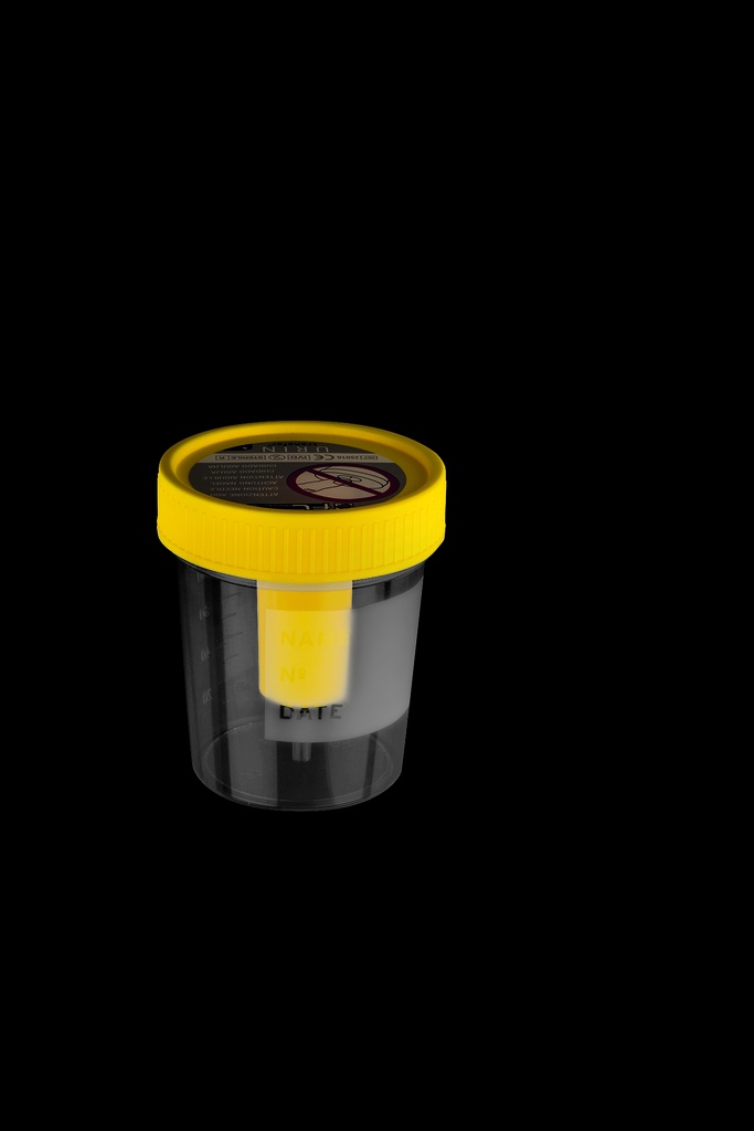 Urine containers with yellow screw cap - box of 300