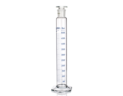 SIMAX capped test tubes, class A, tall form, blue graduation, ISO 4788, glass stopper