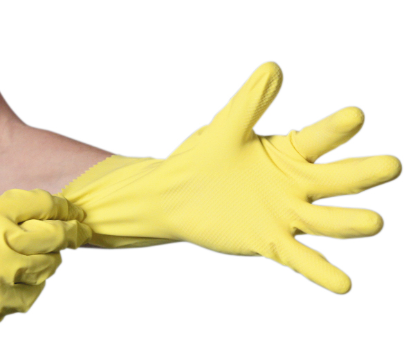 Gants de ménage jaune - 12 sachets de 12 paires