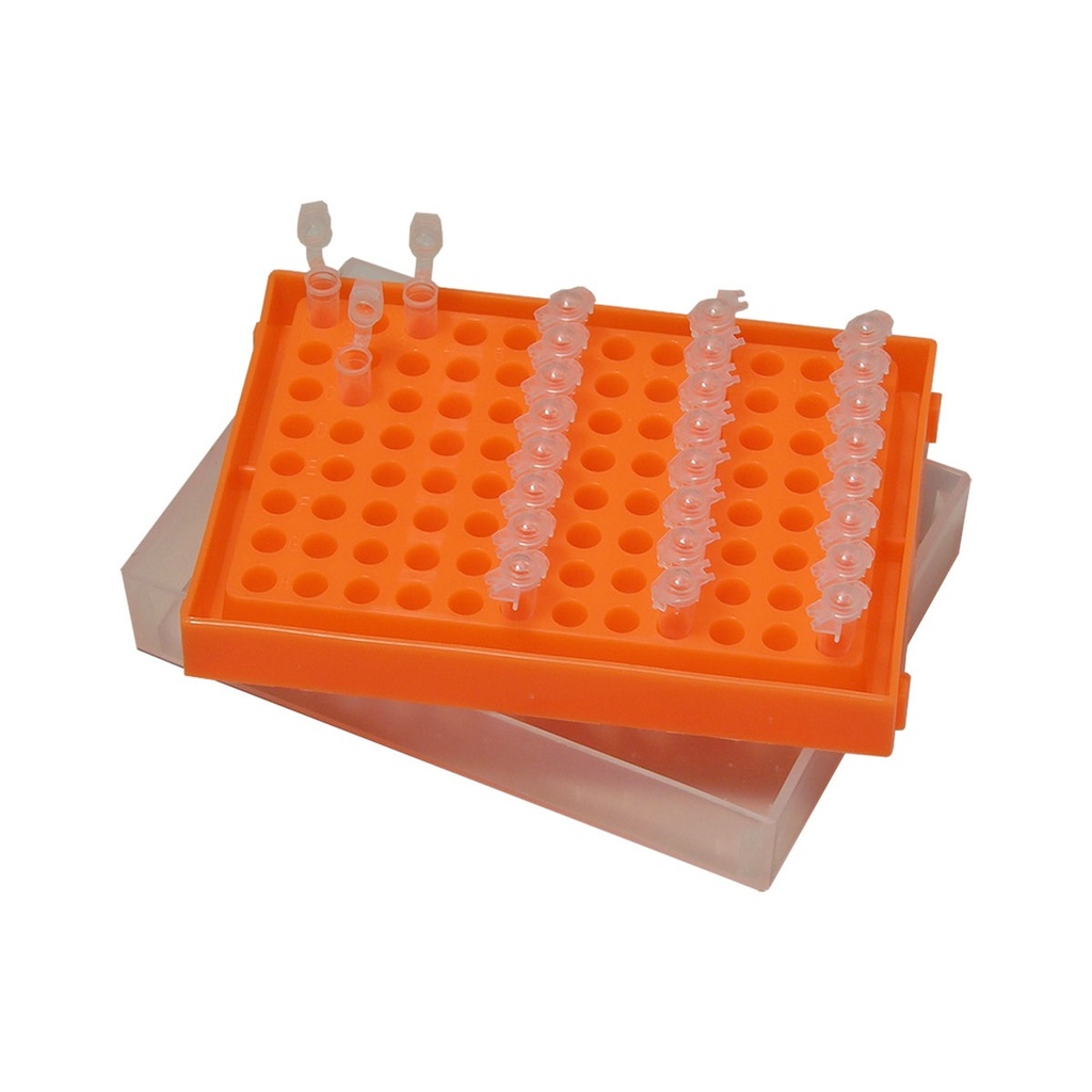 Rack, PCR, 96x0.2ml, avec couvercle, pack arc-en-ciel - boîte de 5