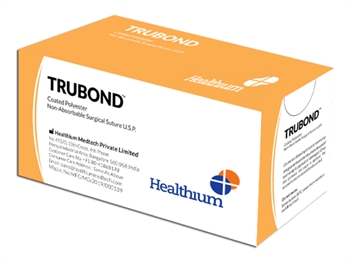 SUTURE TRUBOND NON RÉSORB. calibre 3/0 forme 1/2 aiguille 25 mm - 90 cm - vert - boîte de 12 pcs.