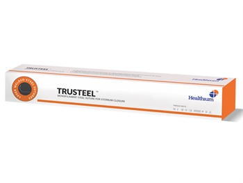 SUTURE TRUSTEEL NON RÉSORB. calibre 1 forme 1/2 aiguille 40 mm - 45 cm - nature - boîte de 48 pcs.