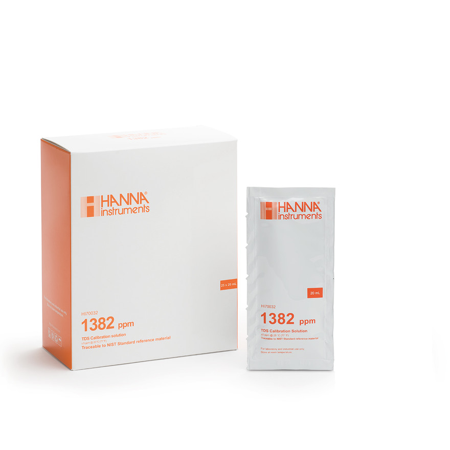 Solution d'étalonnage TDS à 1382 mg/L, 25 sachets de 20 mL