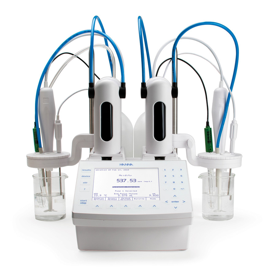 Titreur automatique, 2 cartes de capteurs, livré avec agitateur, burette en verre 25 mL