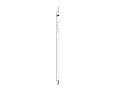 Pipette B 0 en haut 1 ml 1/100 sans boule g.brune 1/100