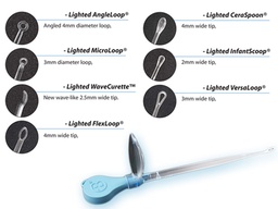 [31450] LIGHTED MIXED CURETTES with lens and LED illuminator - box of 50