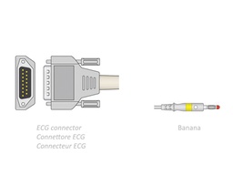 [54002] CÂBLE PATIENT ECG 2,2 m - banana - compatible avec Biocare, Edan, Nihon et autres