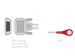 [54003] CÂBLE PATIENT ECG 2,2 m - snap - compatible avec Biocare, Edan, Nihon et autres