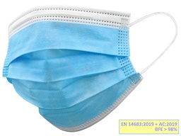 [20700] GISAFE 98% FILTERING SURGEON MASK 3 PLY type IIR with loops - adult - light blue - box - box of 50