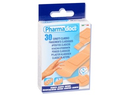 [25301] PHARMADOCT PANSEMENTS CLASSIQUES 5 tailles assorties - caisse de 12 boîtes de 30