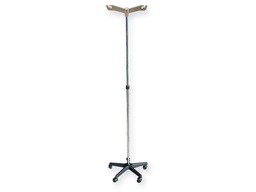 [27843] I.V.STAND ON 5 WHEELS TROLLEY - aluminium - 2 hooks