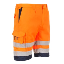 Bermuda HiVis Poly-coton - Orange/Marine