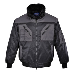 Blouson pilote bicolore - Noir/Gris