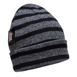 [B024G8R] Bonnet tricoté à rayures isolant,doublure Insulatex - Gris/Noir