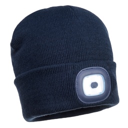 [B029NAR] Bonnet Beanie avec LED rechargeable - Marine