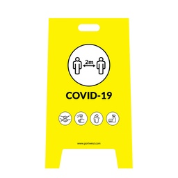 [CV92YER] Panneau d'avertissement Covid - Jaune (50 pièces)