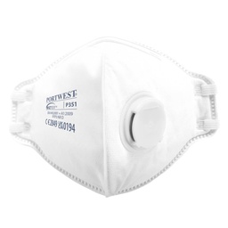 [P351WHR] Masque FFP3 pliable, anti-poussières et anti-brouillards, filtration 99%, norme EN 149 FFP3 NR D - Blanc (20 pièces)