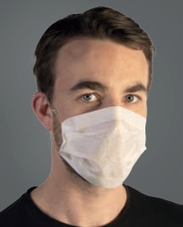 [152000100] Masque hygiène 2 plis blanc - bords cousus avec élastiques - 100 boites de 100